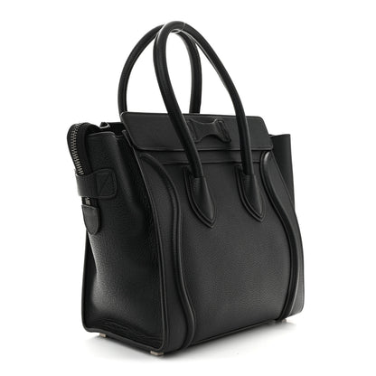 Celine Drummed Calfskin Micro Luggage Black 3 of 10