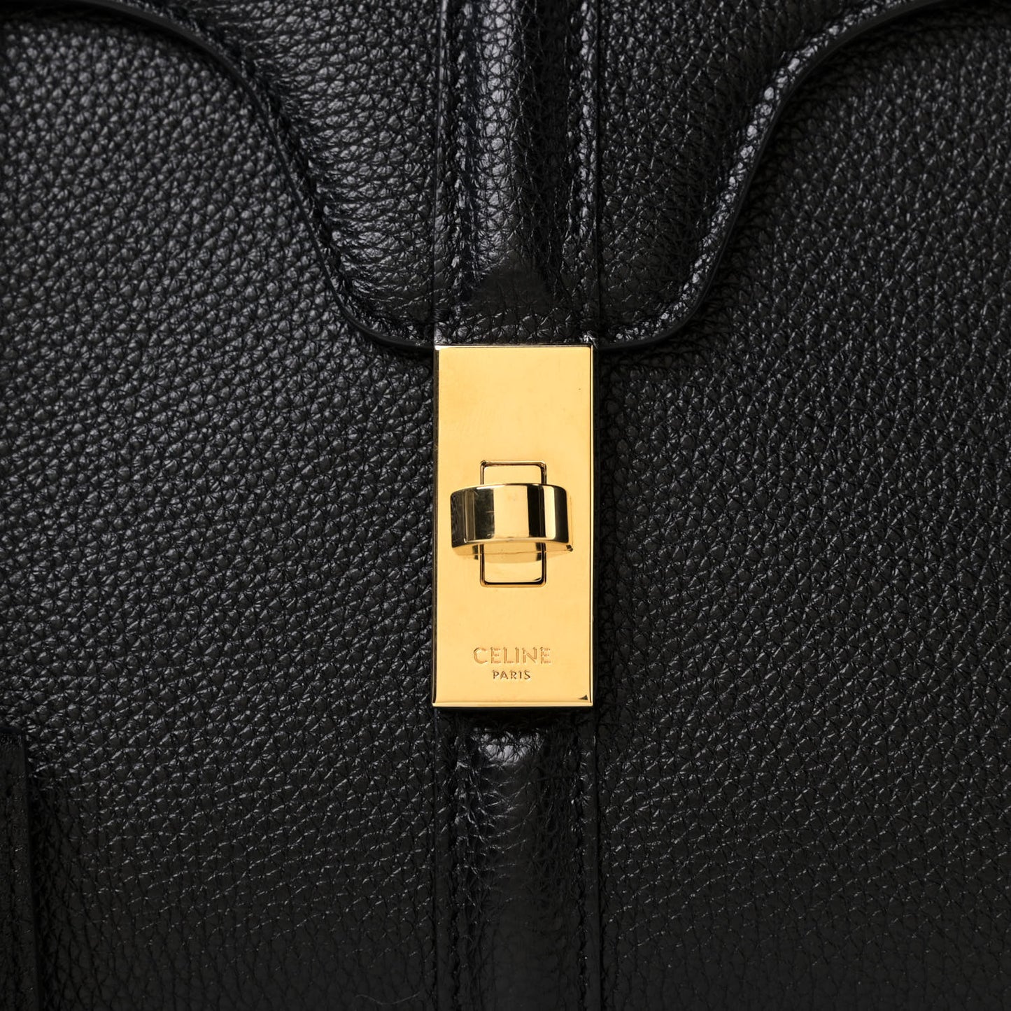 Grained Calfskin Small 16 Top Handle Bag Black