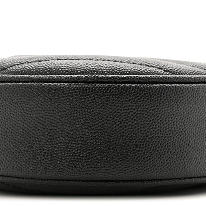 Saint Laurent Grain De Poudre Matelasse Chevron Quilted Round Vinyle Camera Bag Black 10 of 11