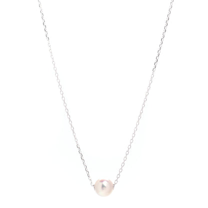 Mikimoto 18K White Gold Akoya Pearl 8mm Single Pendant Necklace 1 of 4