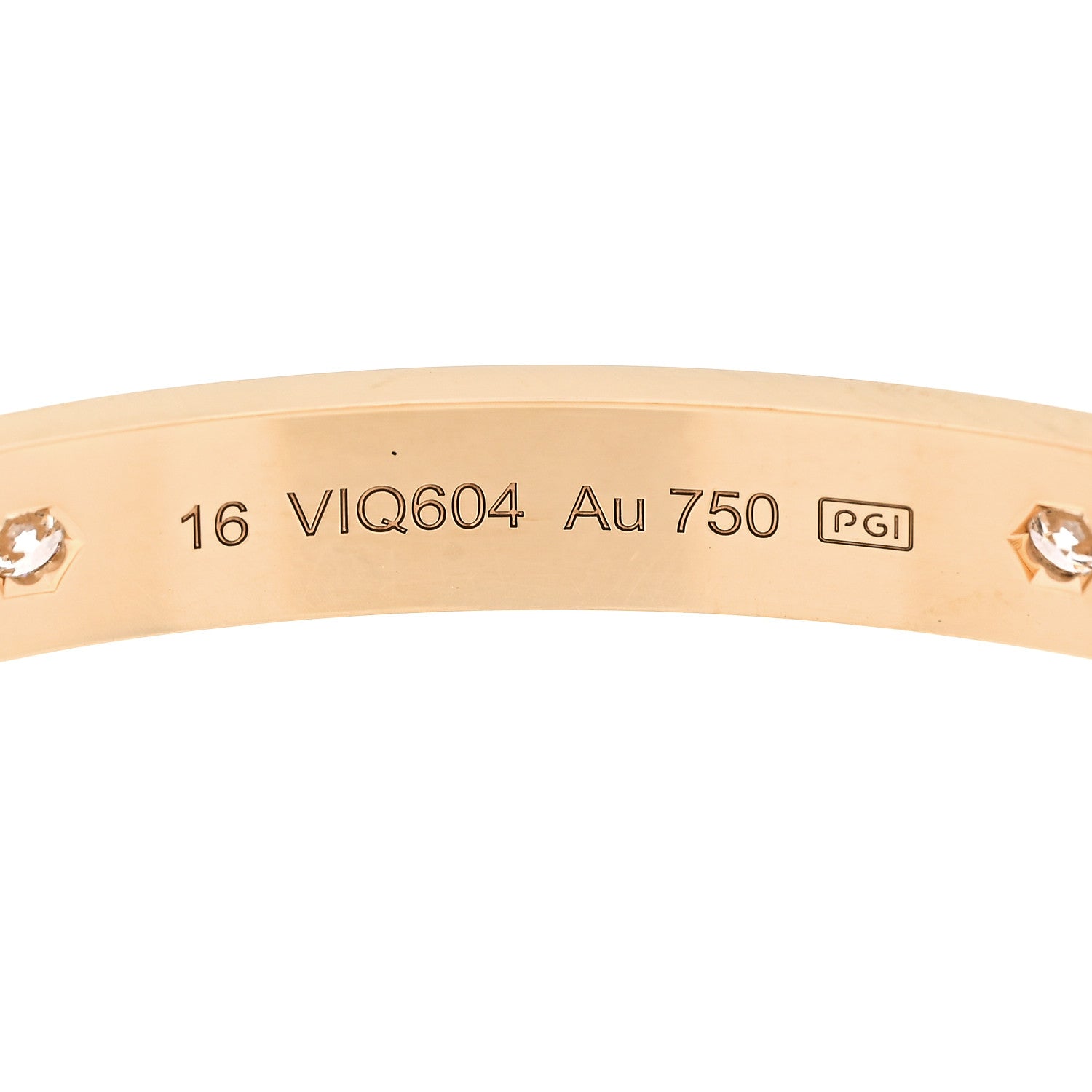 Cartier 18K Yellow Gold 4 Diamond LOVE Bracelet 16 7 of 10