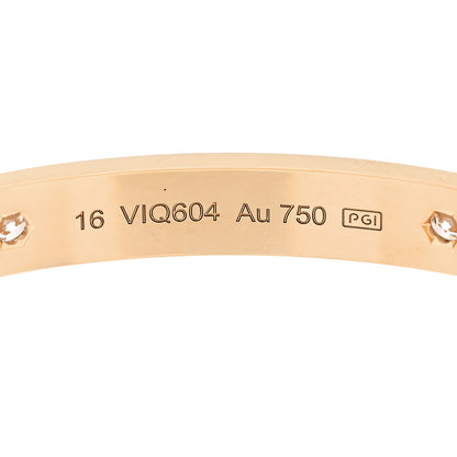 Cartier 18K Yellow Gold 4 Diamond LOVE Bracelet 16 7 of 10