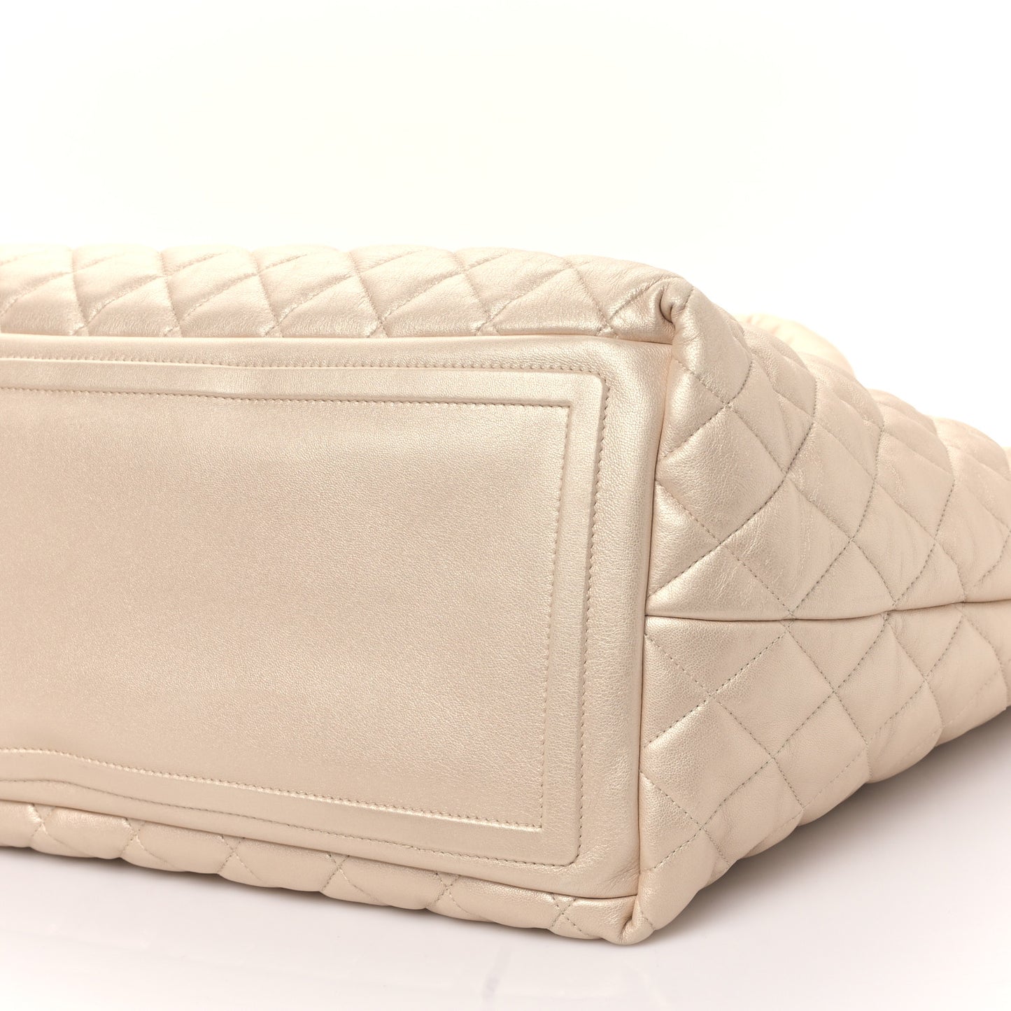 Metallic Lambskin Quilted Large Coco Cocoon Tote Light Gold