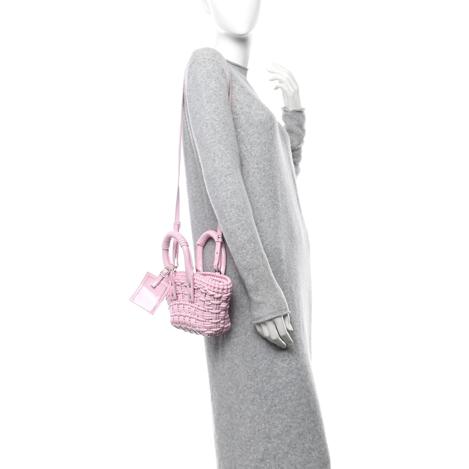 Balenciaga Faux Calfskin Braided Varnished XXS Bistro Basket Candy Pink 2 of 10