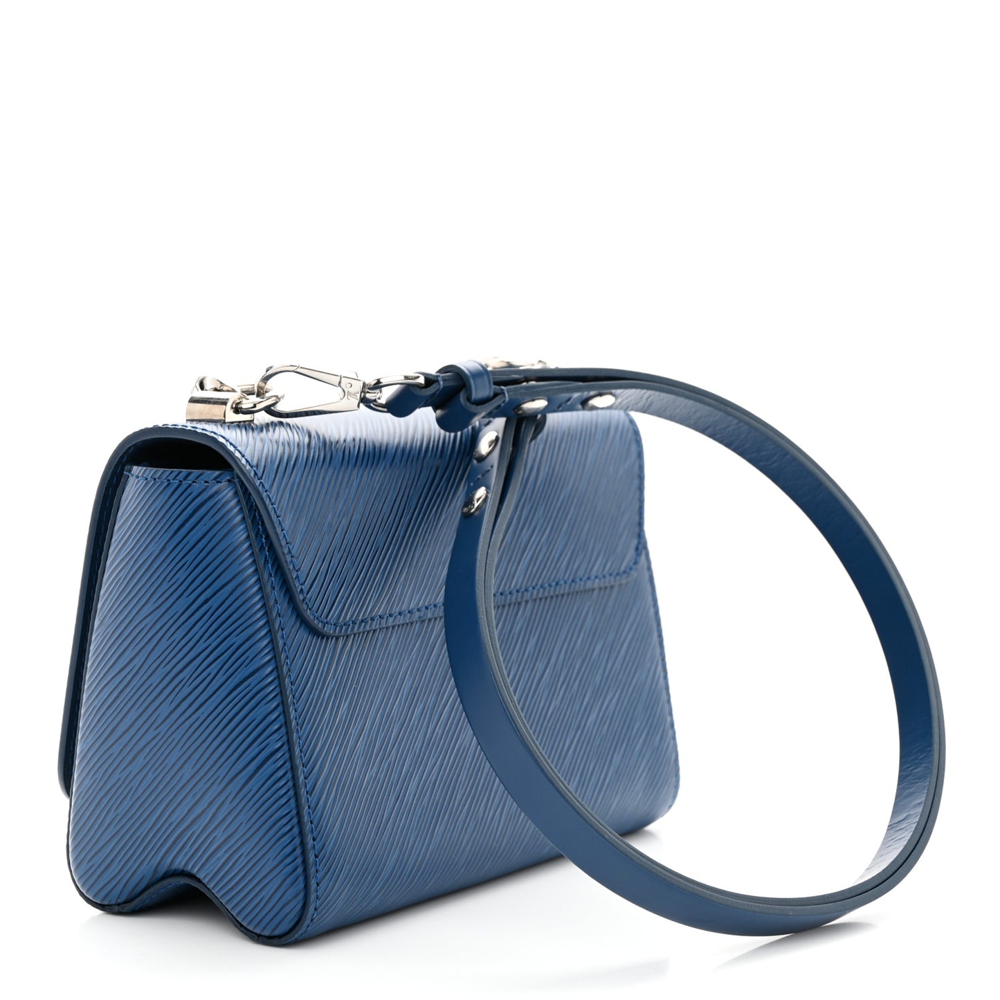 Epi Strass Enamel Monogram Twist Shoulder Bag PM Toledo Blue