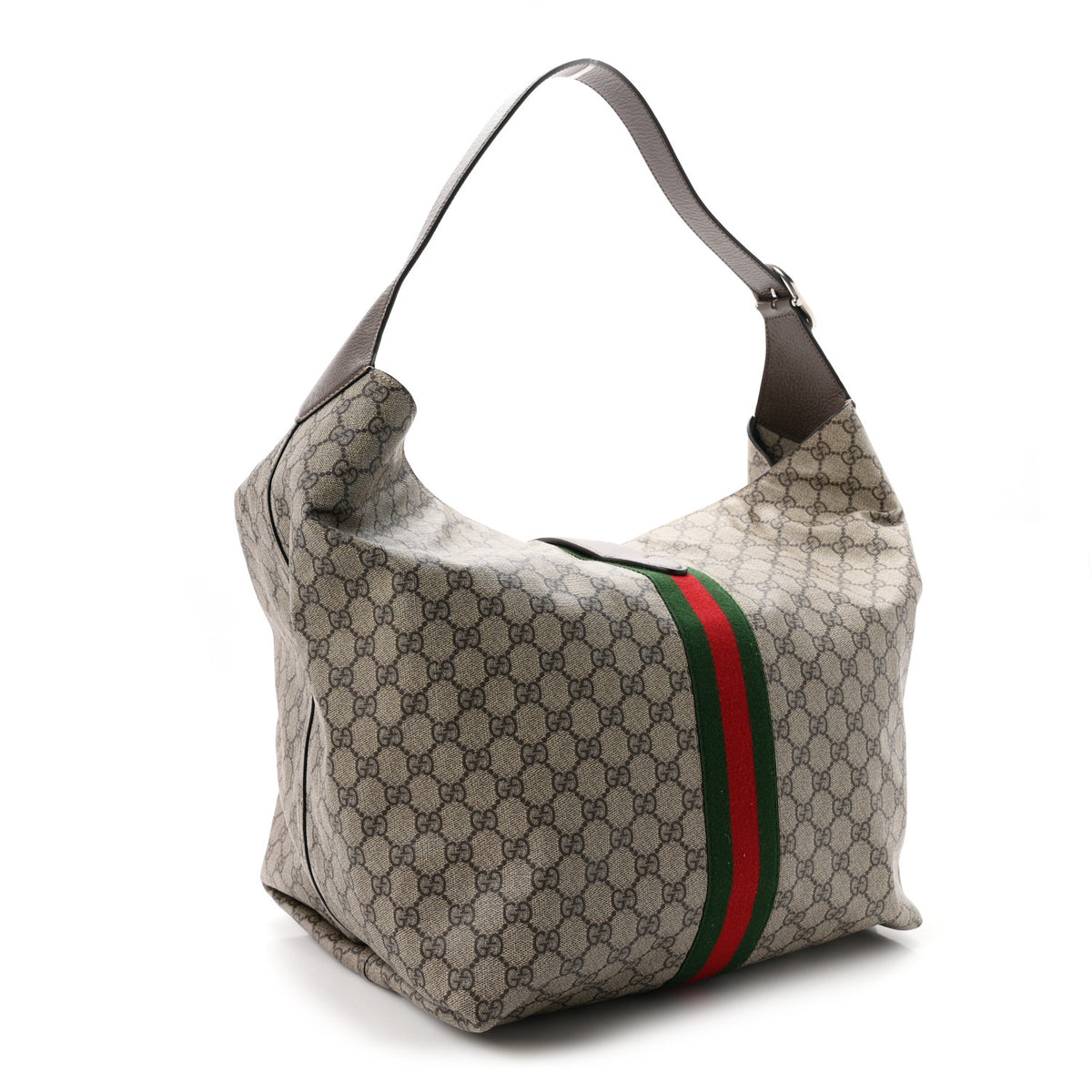 Tender GG Supreme Monogram Textured Dollar Calfskin Web Medium Jackie 1961 Crossbody Bag Beige Ebony New Acero