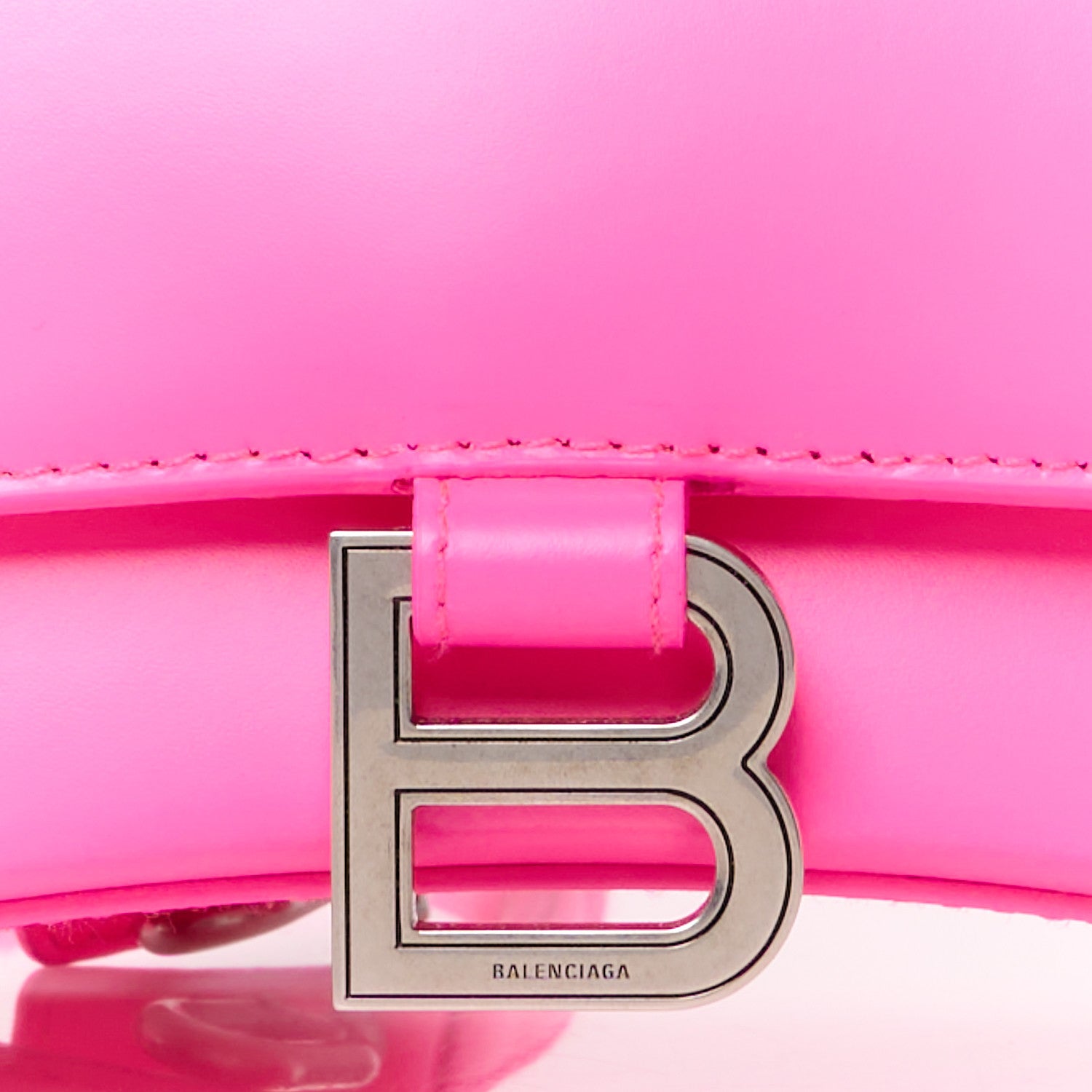 Balenciaga Shiny Box Calfskin Small Hourglass Top Handle Bag Fluo Pink 9 of 11