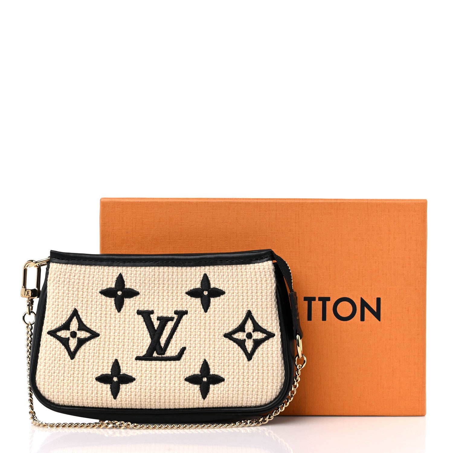 Louis Vuitton Cotton Monogram Giant Mini Pochette Accessories Beige Black 9 of 9