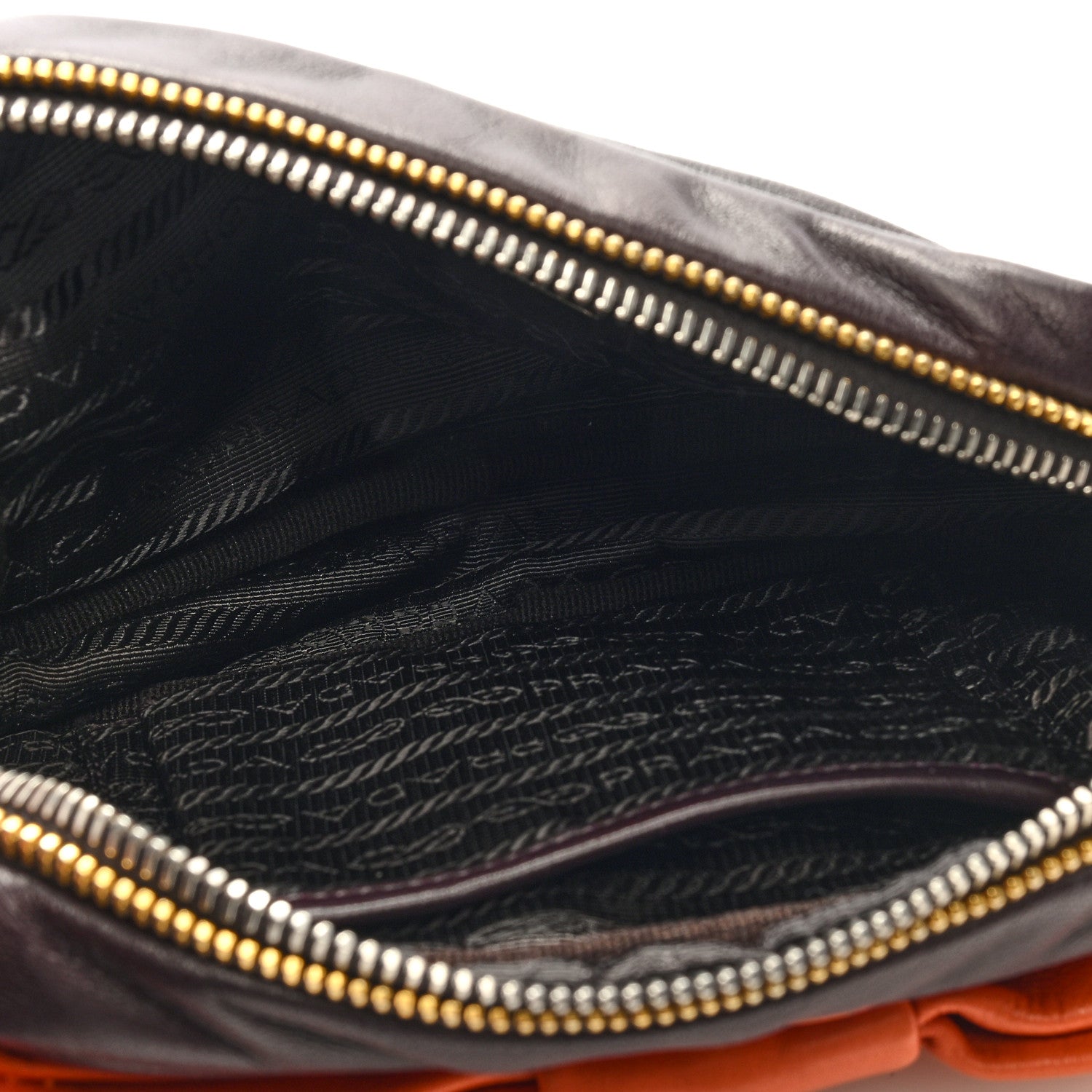 Prada Nappa Zippers Bow Clutch Brown Orange 5 of 8