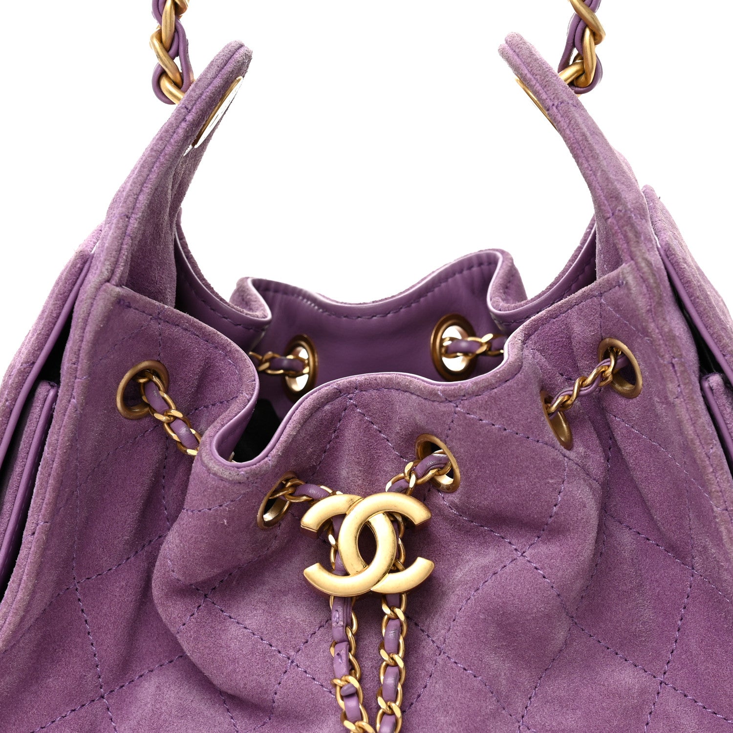 Chanel Suede Quilted Mini Chanel 25 Handbag Purple 8 of 10