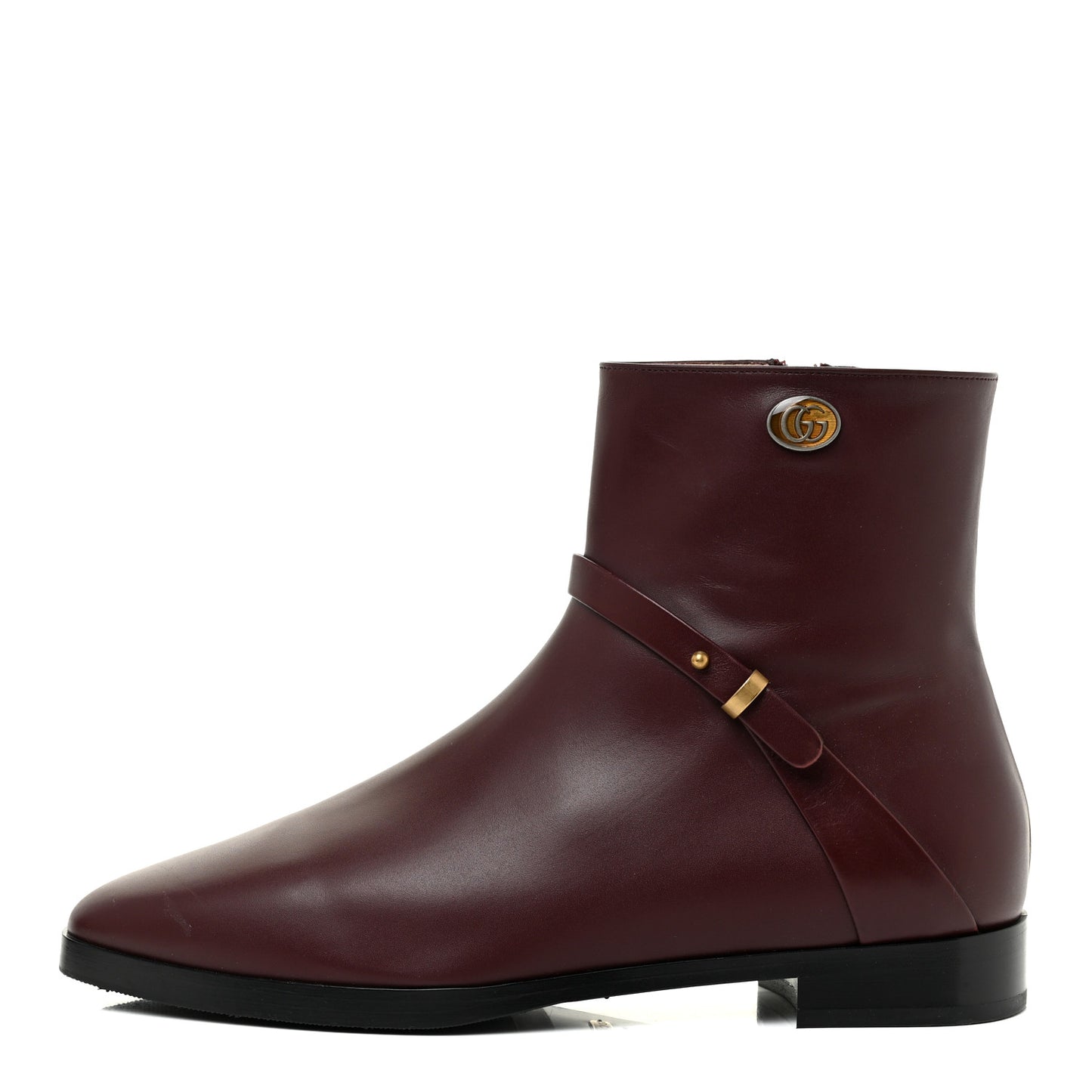 Calfskin Womens GG Ankle Boots 38.5 Vintage Bordeaux