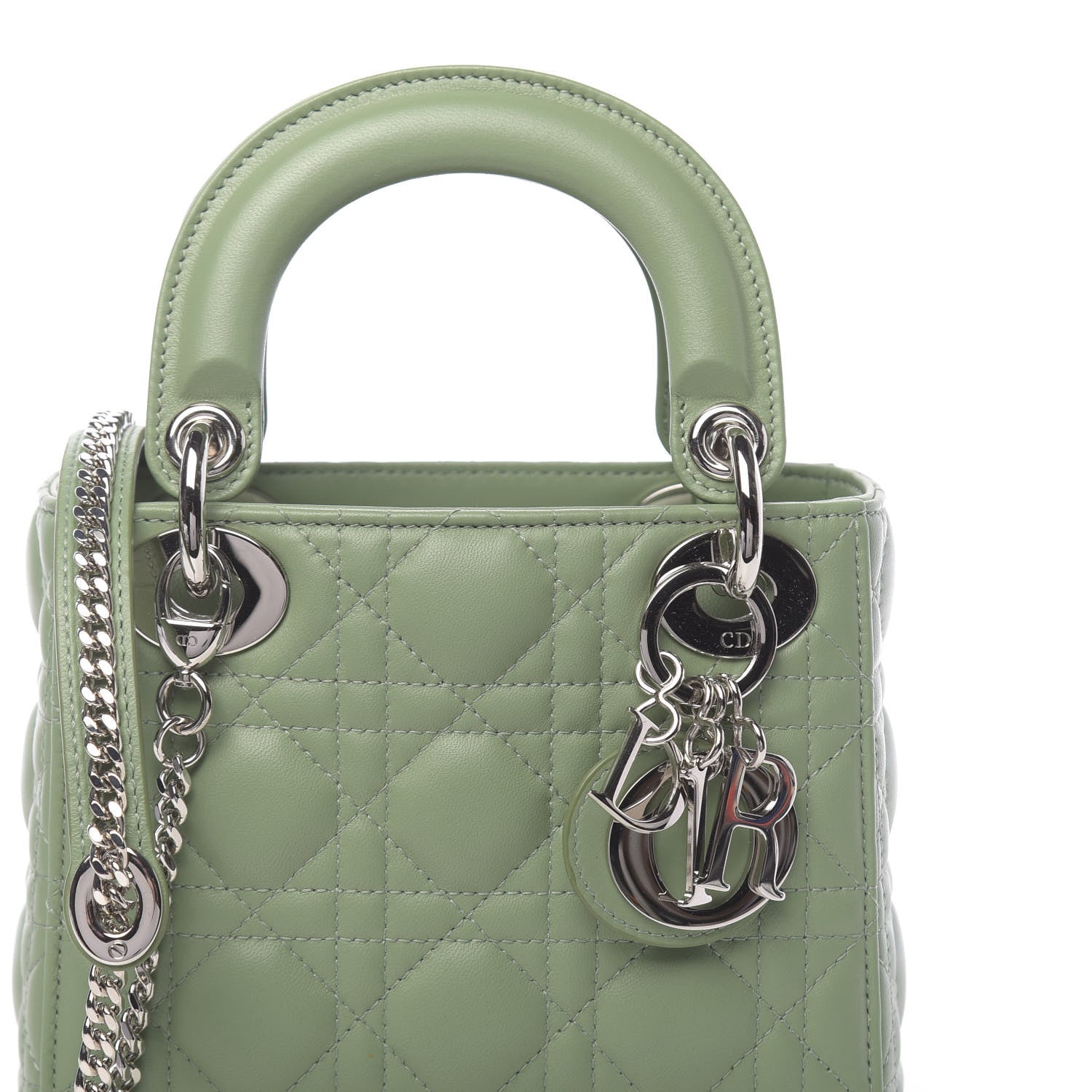 Christian Dior Lambskin Cannage Mini Lady Dior Green 624830
