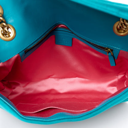 Gucci Velvet Matelasse Medium GG Marmont Shoulder Bag Pavone Cyan 5 of 12
