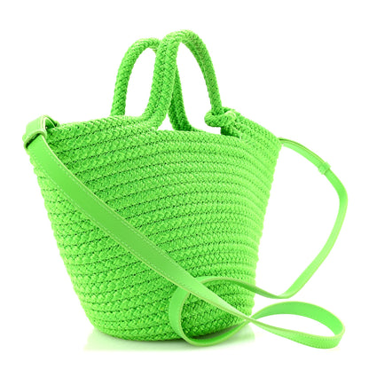 Balenciaga Nylon Lambskin Woven Small Ibiza Basket With Strap Green 3 of 11