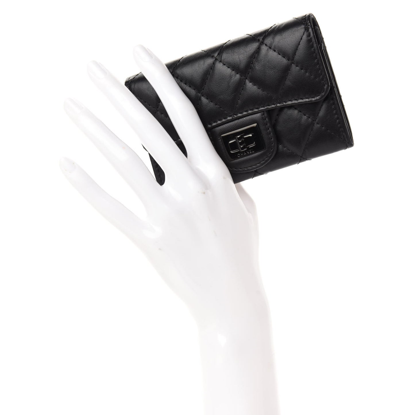 Aged Calfskin Quilted Reissue Flap Card Holder So Black