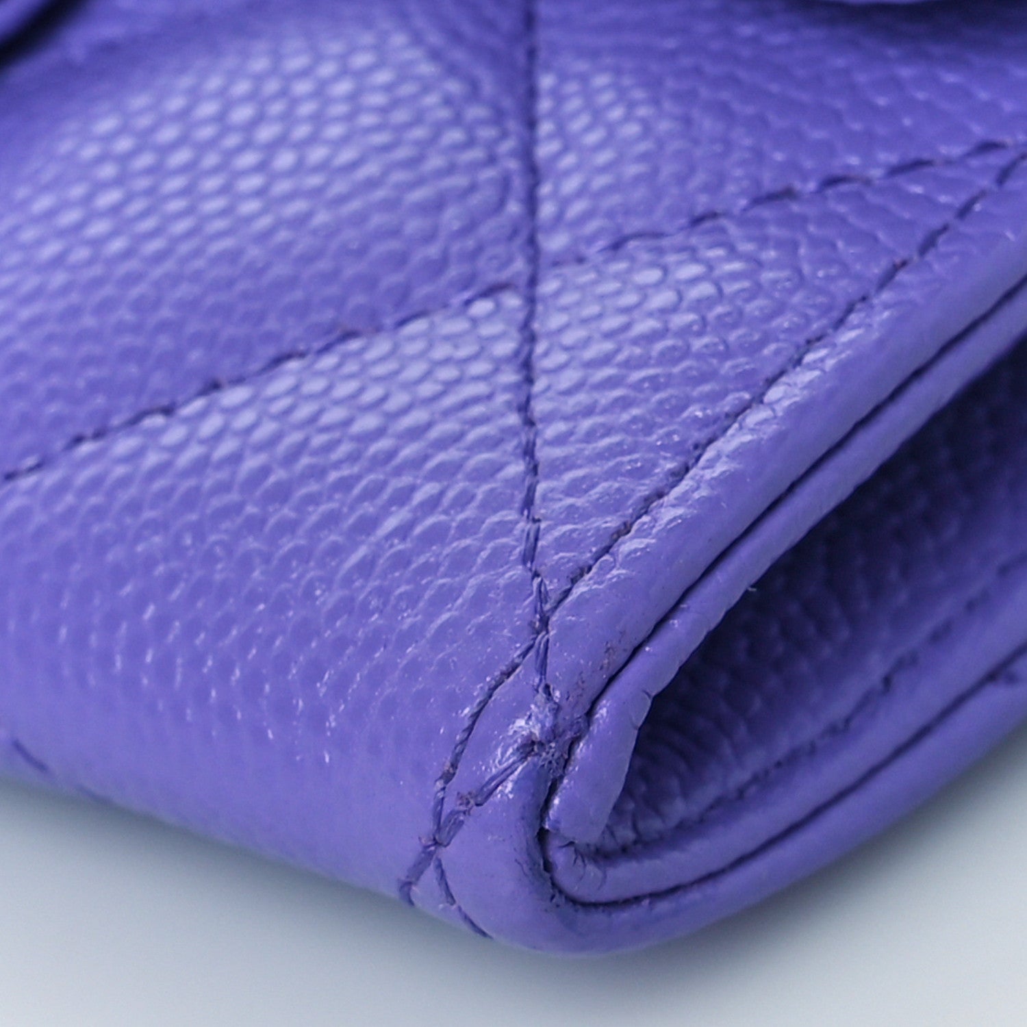 Chanel Caviar Quilted Flap Card Holder Wallet Purple 10 of 11