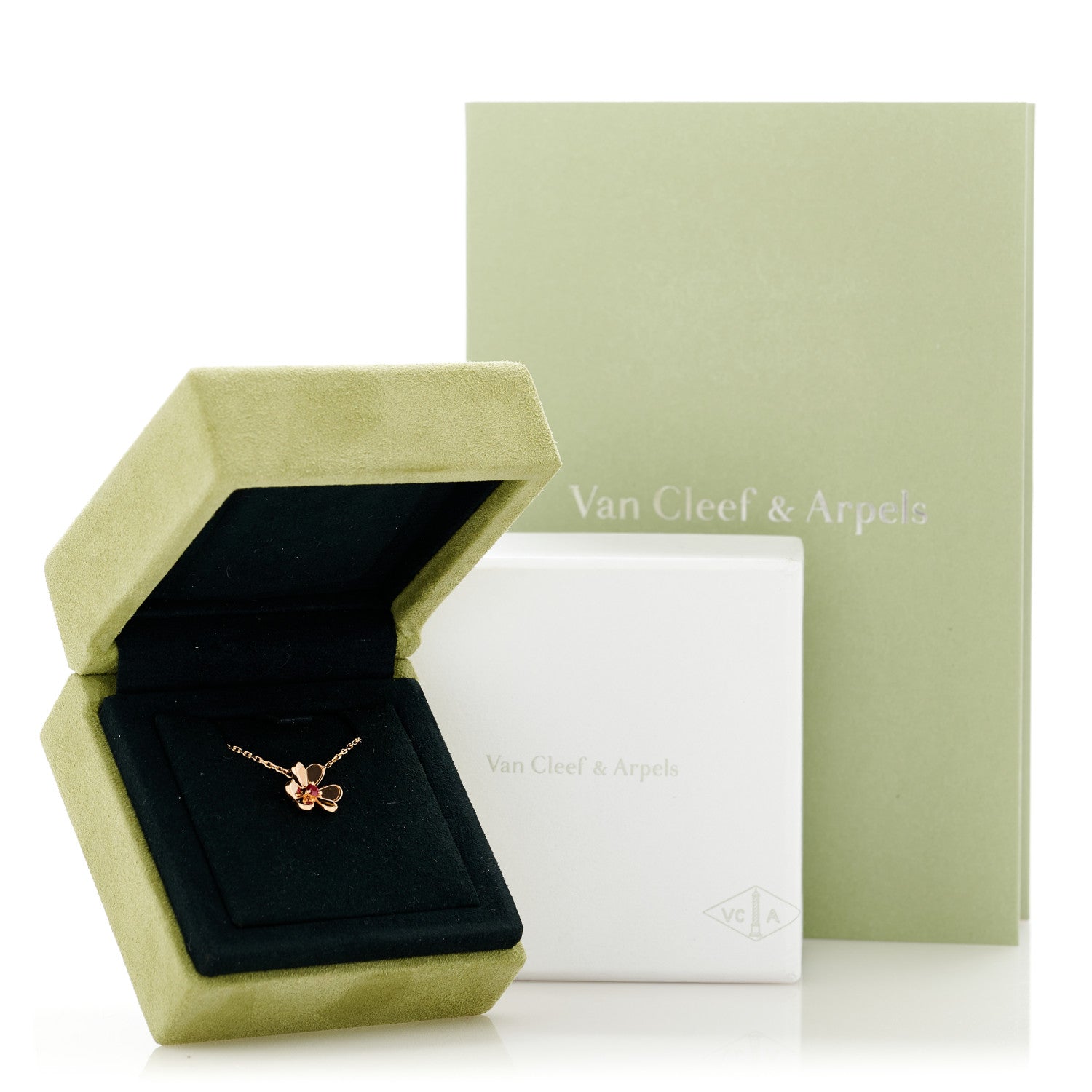 Van Cleef & Arpels 18K Rose Gold Ruby Mini Frivole Pendant Necklace 7 of 7