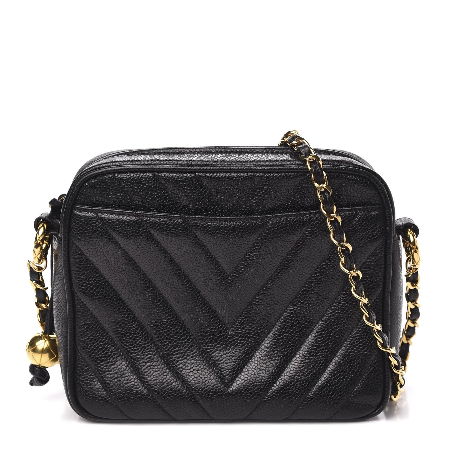 Caviar Chevron Quilted Camera Case Black