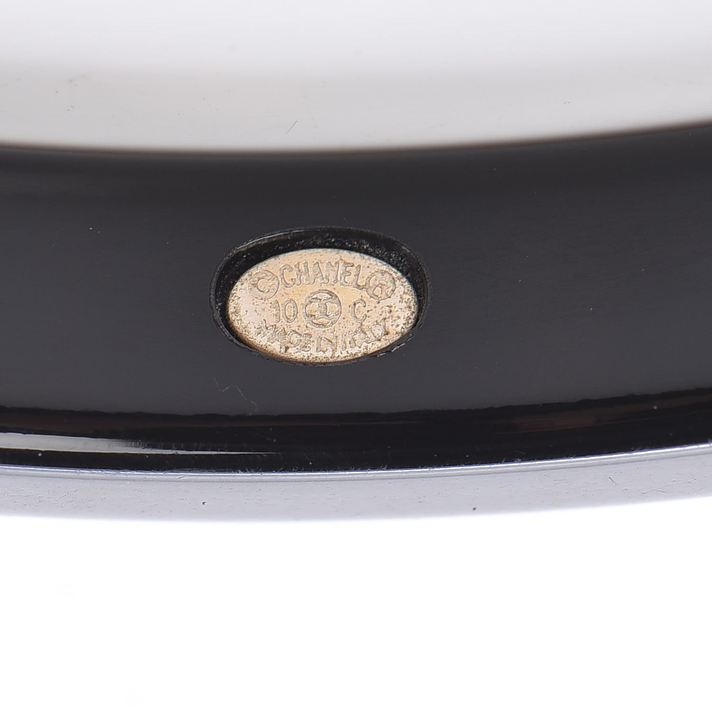 Resin Metal CC Bangle Bracelet Set of 3 Black Navy Gold