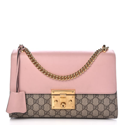 Gucci GG Supreme Monogram Calfskin Medium Padlock Shoulder Bag Beige Perfect Pink 1 of 8