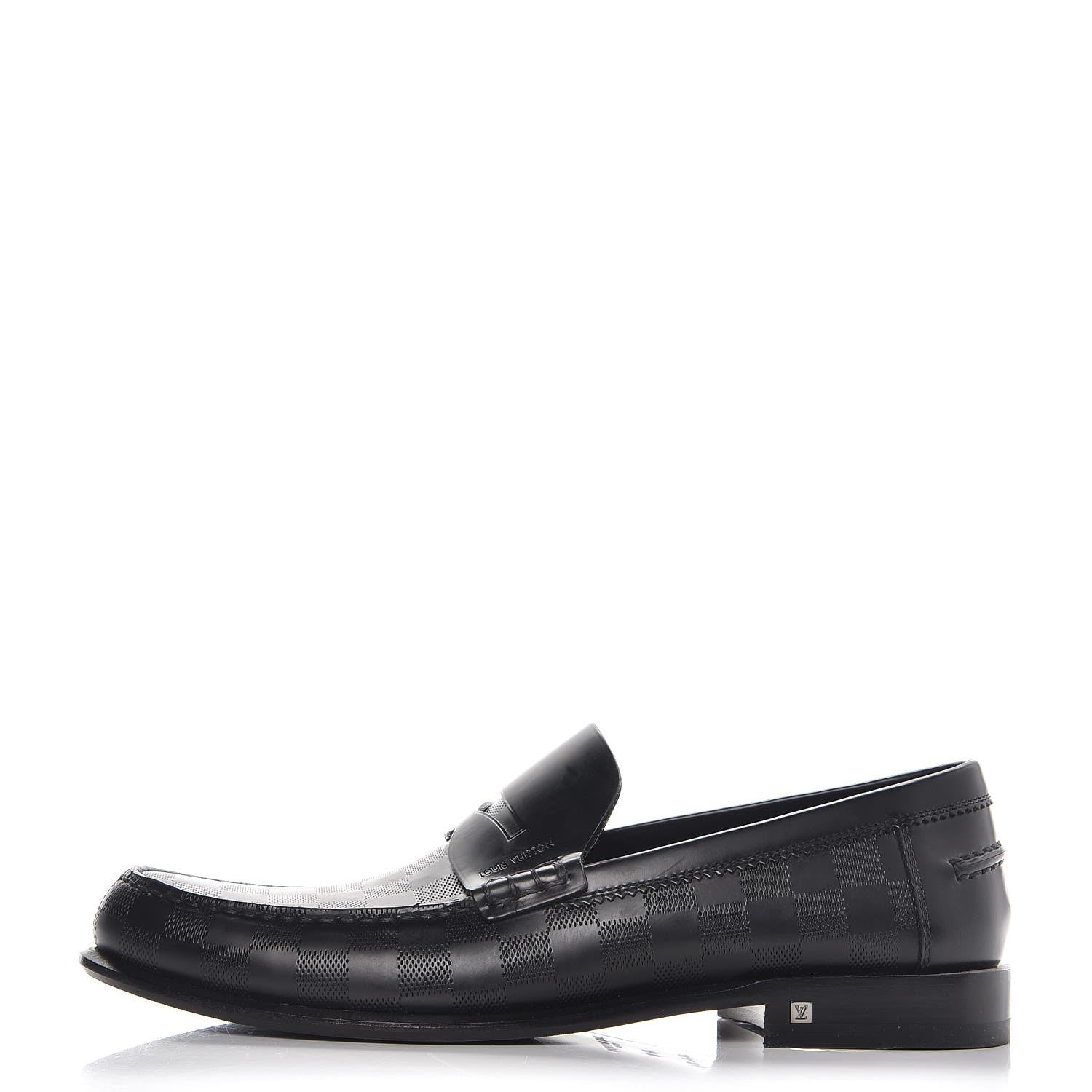 Louis Vuitton Mens Damier Infini Santiago Loafers 8 Black 1 of 8