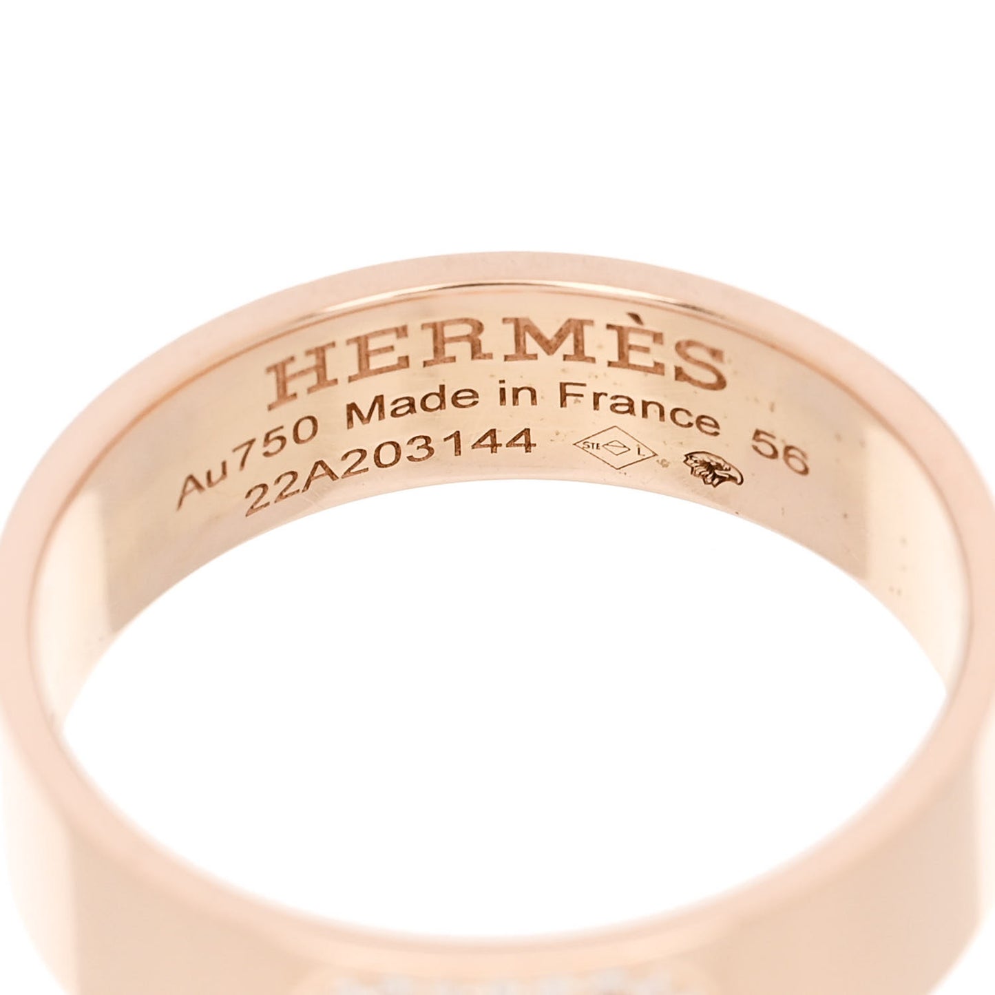 18K Rose Gold Diamond PM H D'Ancre Ring 56 7.75