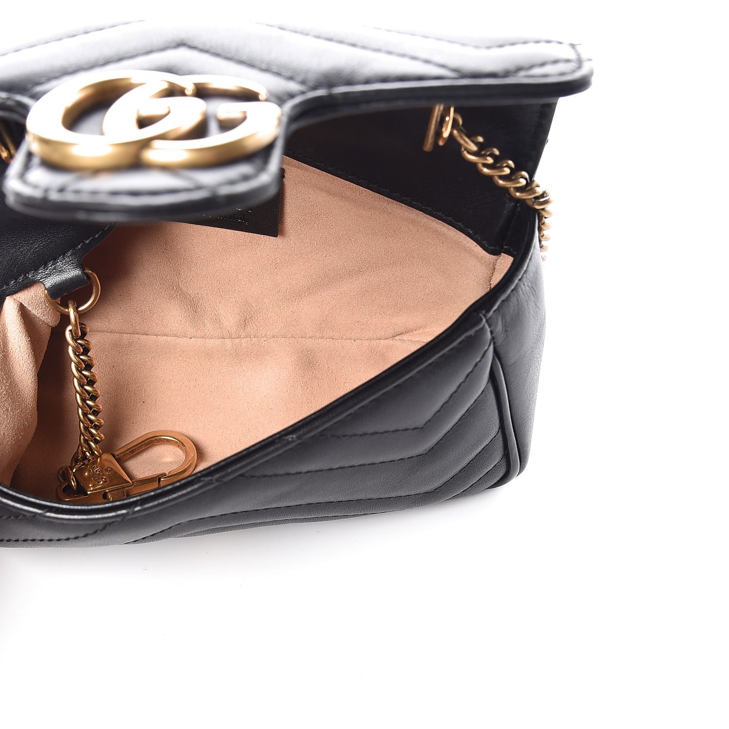 Gucci Calfskin Matelasse Super Mini GG Marmont Shoulder Bag Black 7 of 10