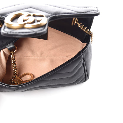 Gucci Calfskin Matelasse Super Mini GG Marmont Shoulder Bag Black 7 of 10