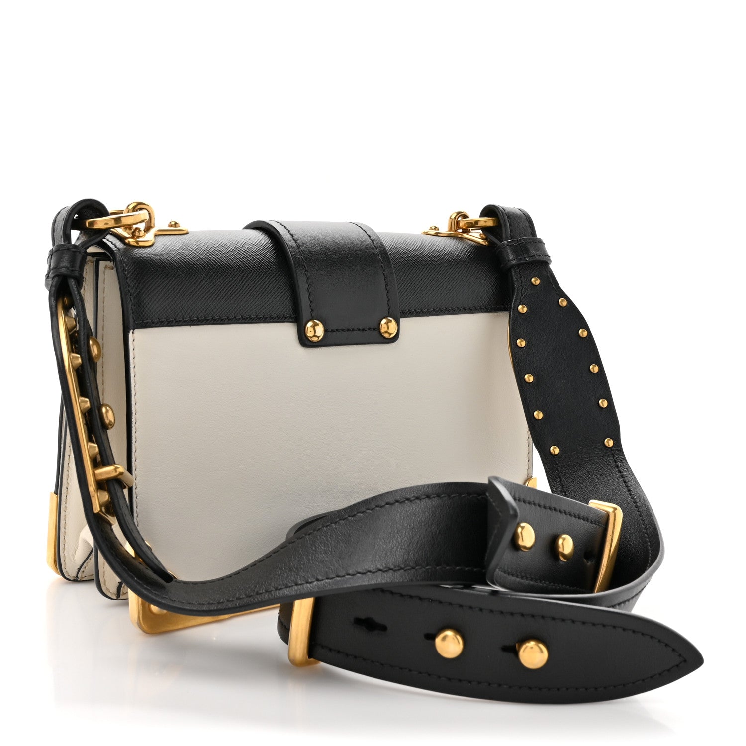 Prada City Calf Saffiano Cahier Bag Talco Black 3 of 9