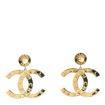 Chanel Metal Large Paris Button Earrings Gold 1 of 4