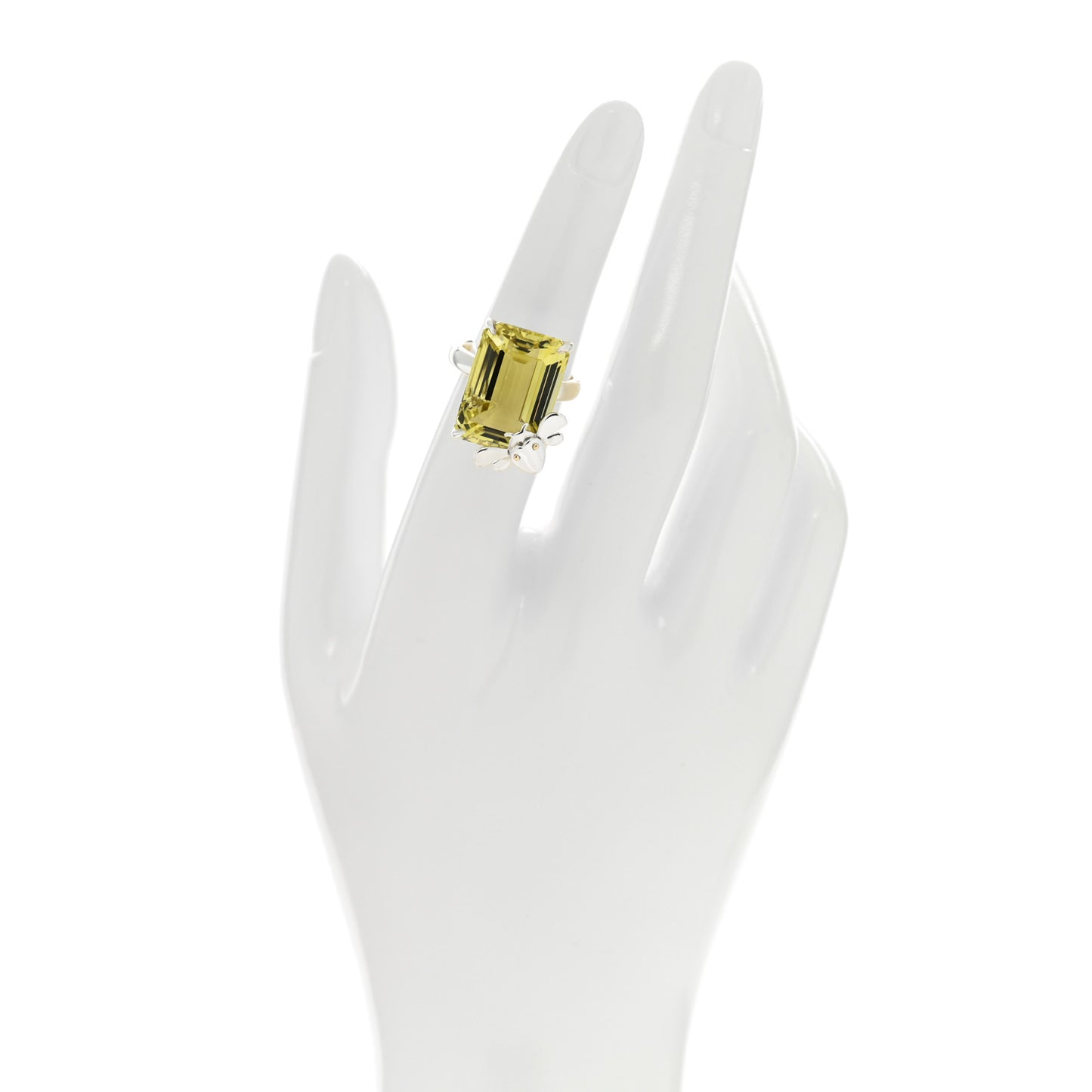 Sterling Silver 18K Yellow Gold Citrine Return to Tiffany Love Bugs Bee Ring 52 6