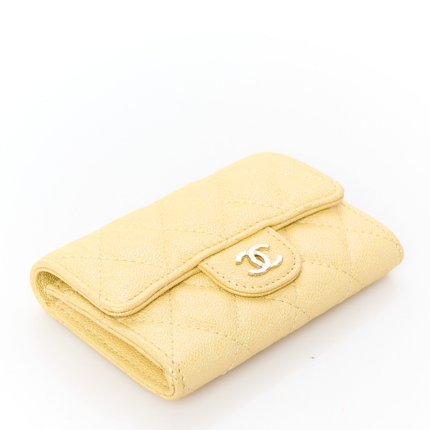 Chanel Iridescent Caviar Quilted Flap Card Holder Yellow 4 of 9