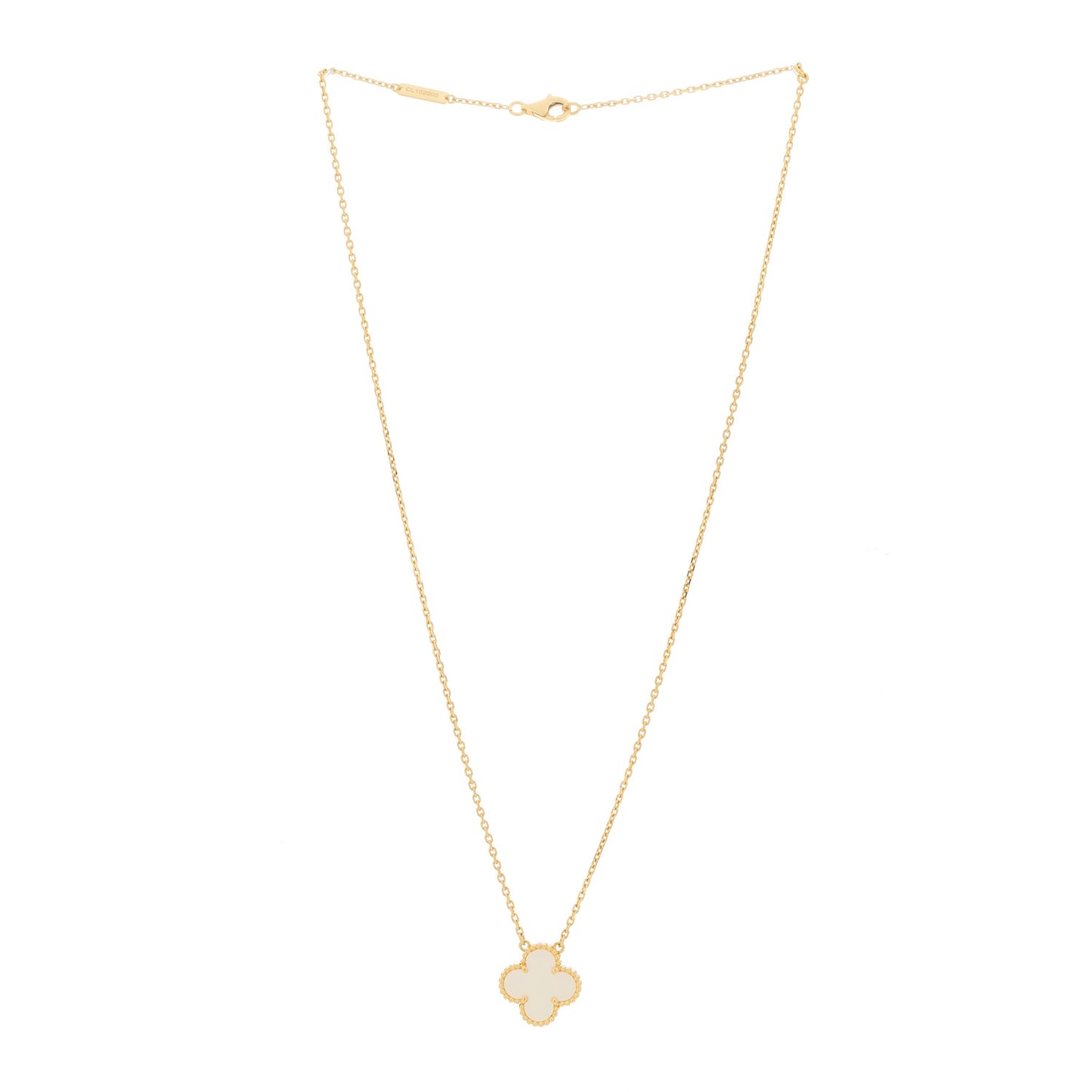 18K Yellow Gold Mother of Pearl Vintage Alhambra Pendant Necklace
