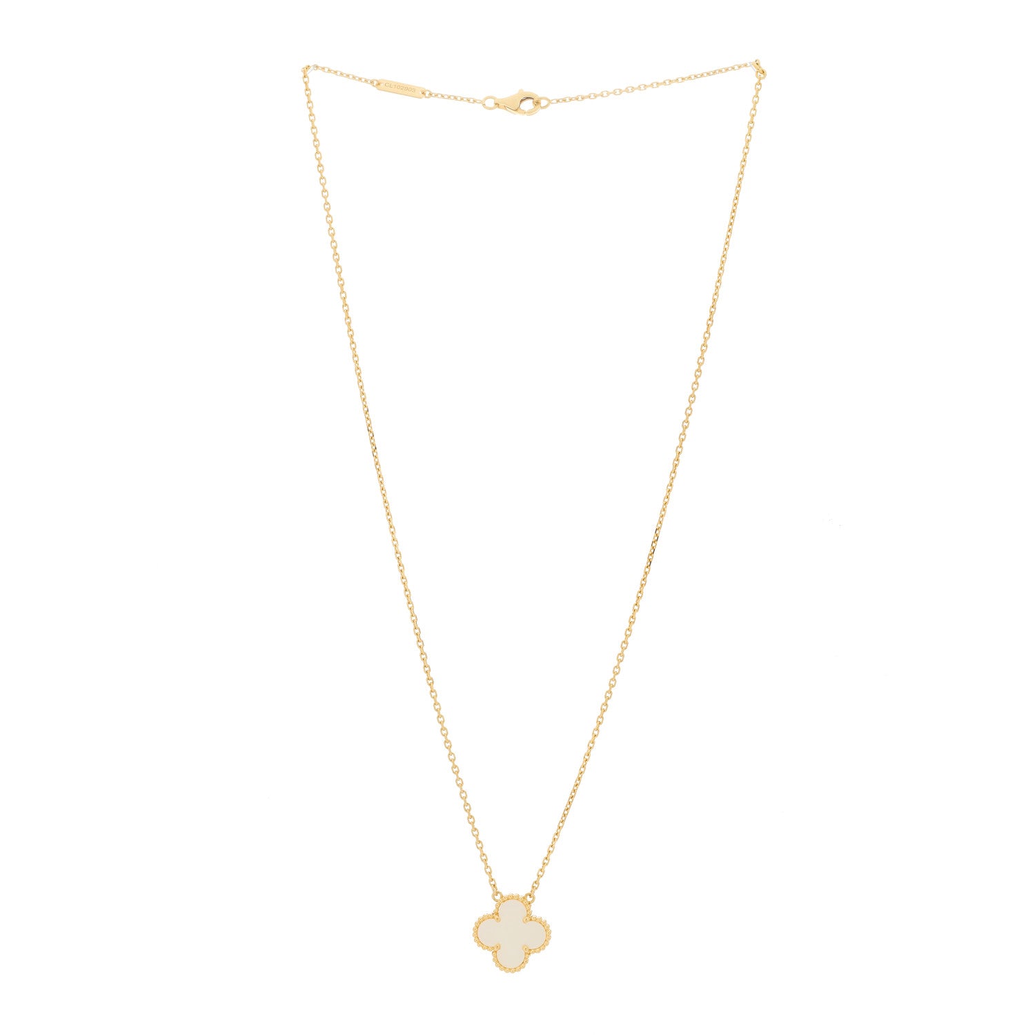 Van Cleef & Arpels 18K Yellow Gold Mother of Pearl Vintage Alhambra Pendant Necklace 3 of 5