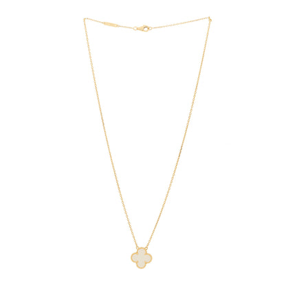 Van Cleef & Arpels 18K Yellow Gold Mother of Pearl Vintage Alhambra Pendant Necklace 3 of 5