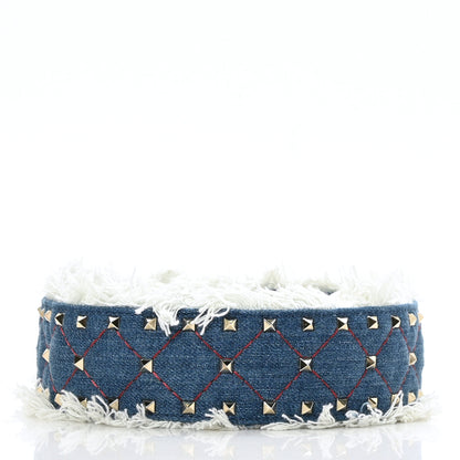 Valentino Garavani Denim Fringe Rockstud Guitar Strap Blue 2 of 4