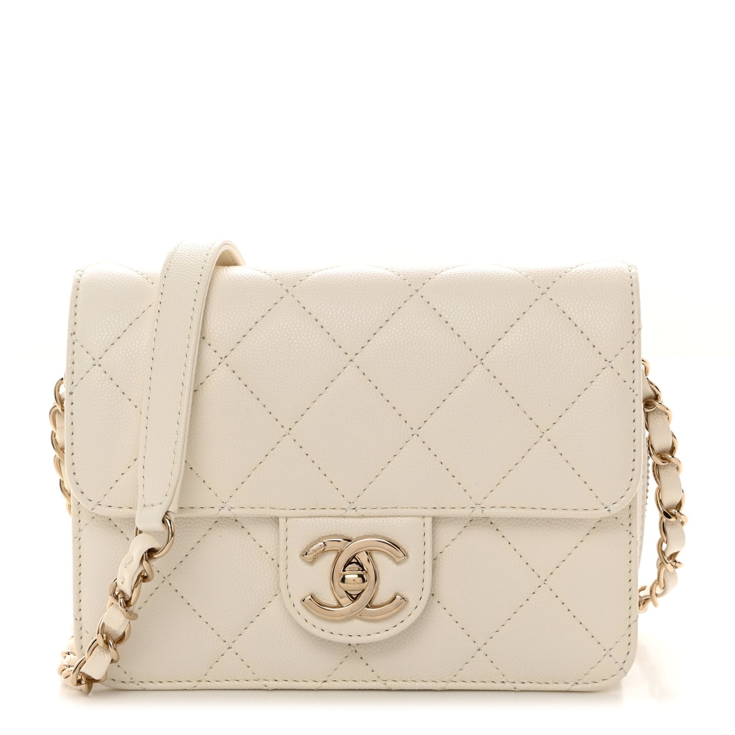 Caviar Quilted Like A Wallet Flap White