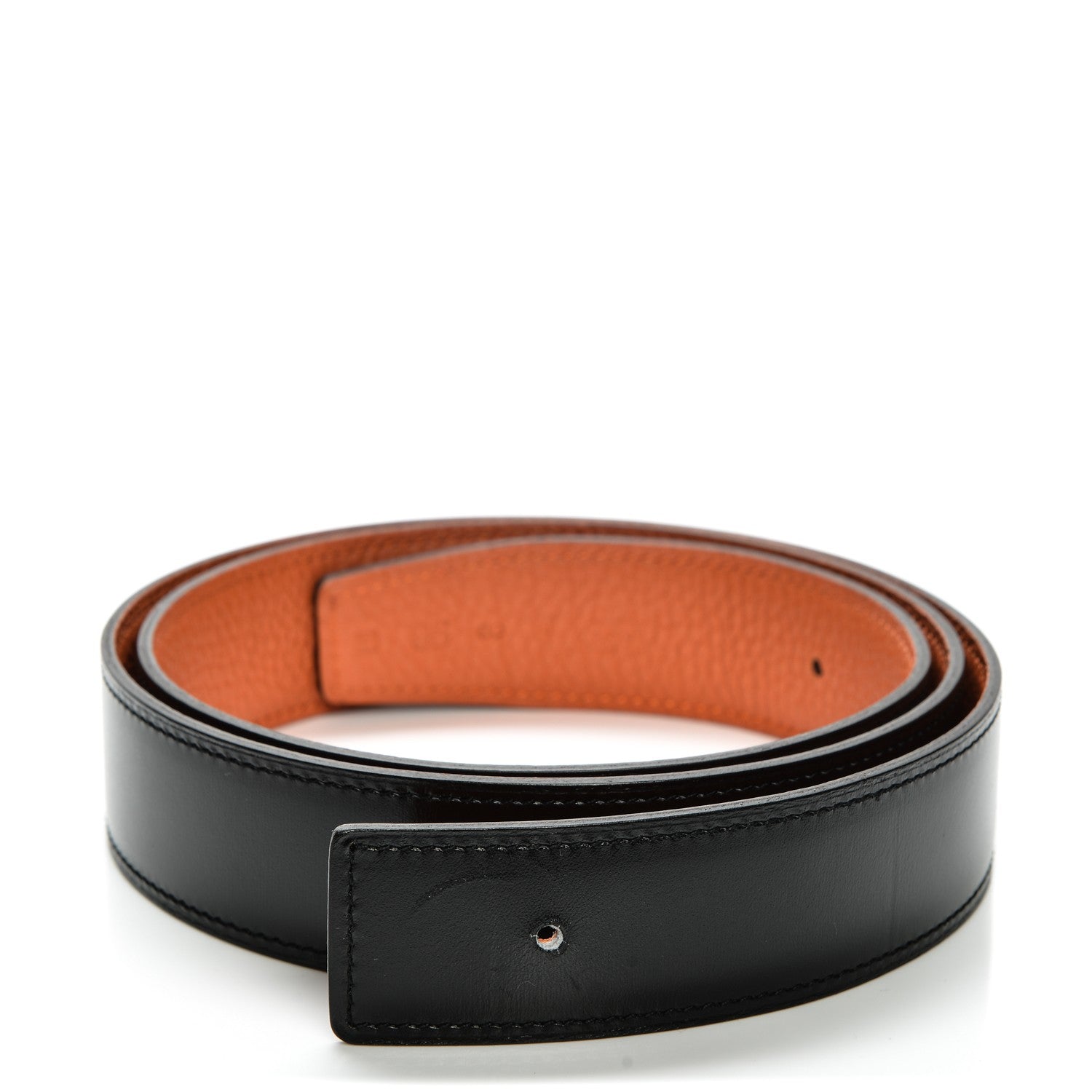 Hermes Box Togo 32mm Collier De Chien CDC Belt 95 Black Orange 1 of 5