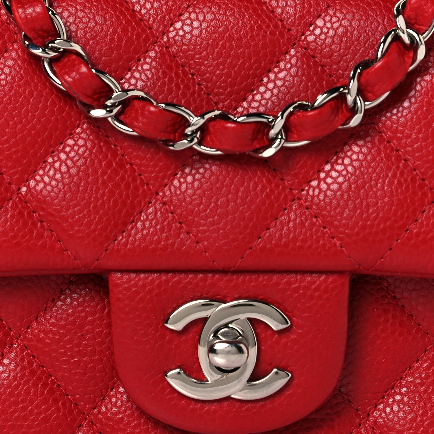Chanel Caviar Quilted Mini Rectangular Flap Red 8 of 10
