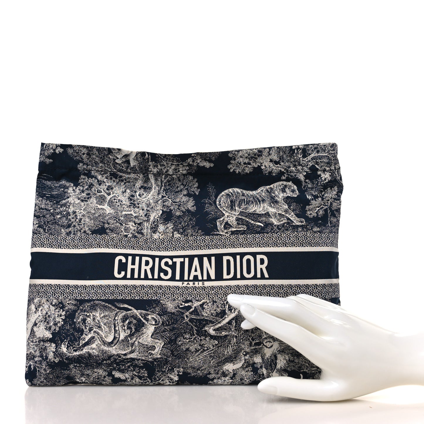 Technical Fabric Toile De Jouy Reverse Diortravel Zipped Pouch Blue Multicolor