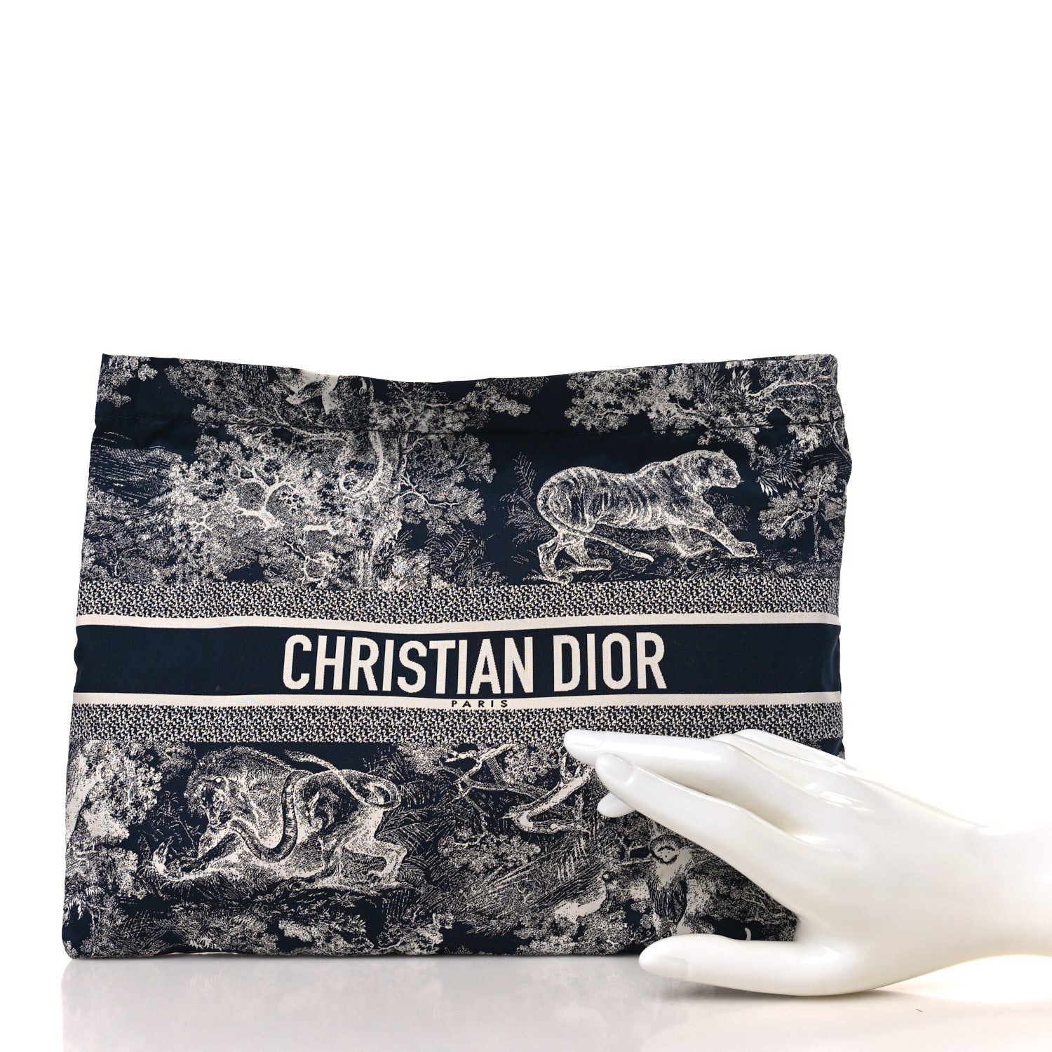 Christian Dior Technical Fabric Toile De Jouy Reverse Diortravel Zipped Pouch Blue Multicolor 2 of 9