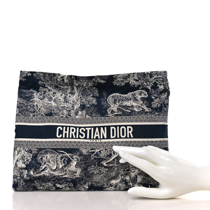 Christian Dior Technical Fabric Toile De Jouy Reverse Diortravel Zipped Pouch Blue Multicolor 2 of 9