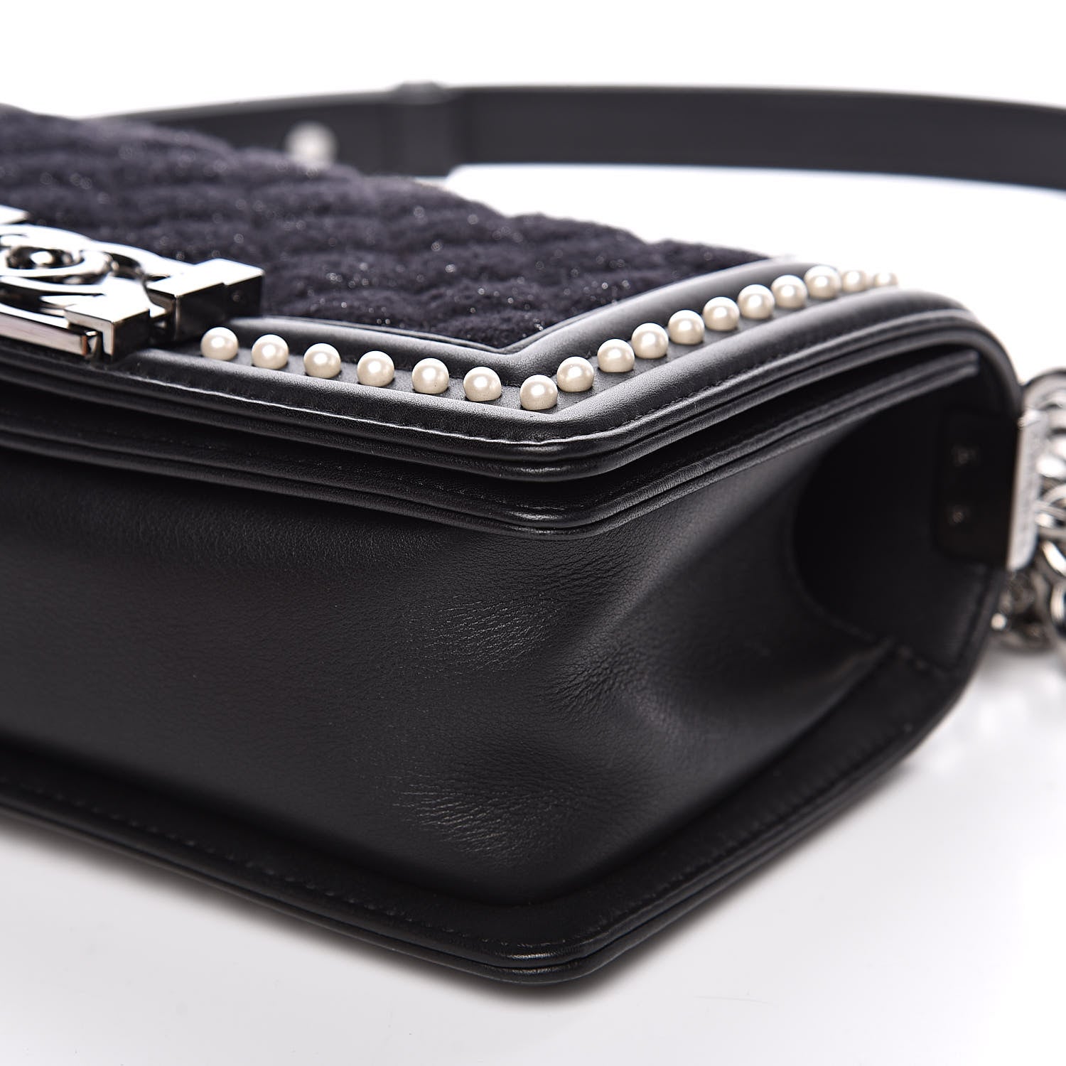 Chanel Calfskin Pearl Tweed Small Boy Flap Black 10 of 12