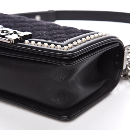 Chanel Calfskin Pearl Tweed Small Boy Flap Black 10 of 12