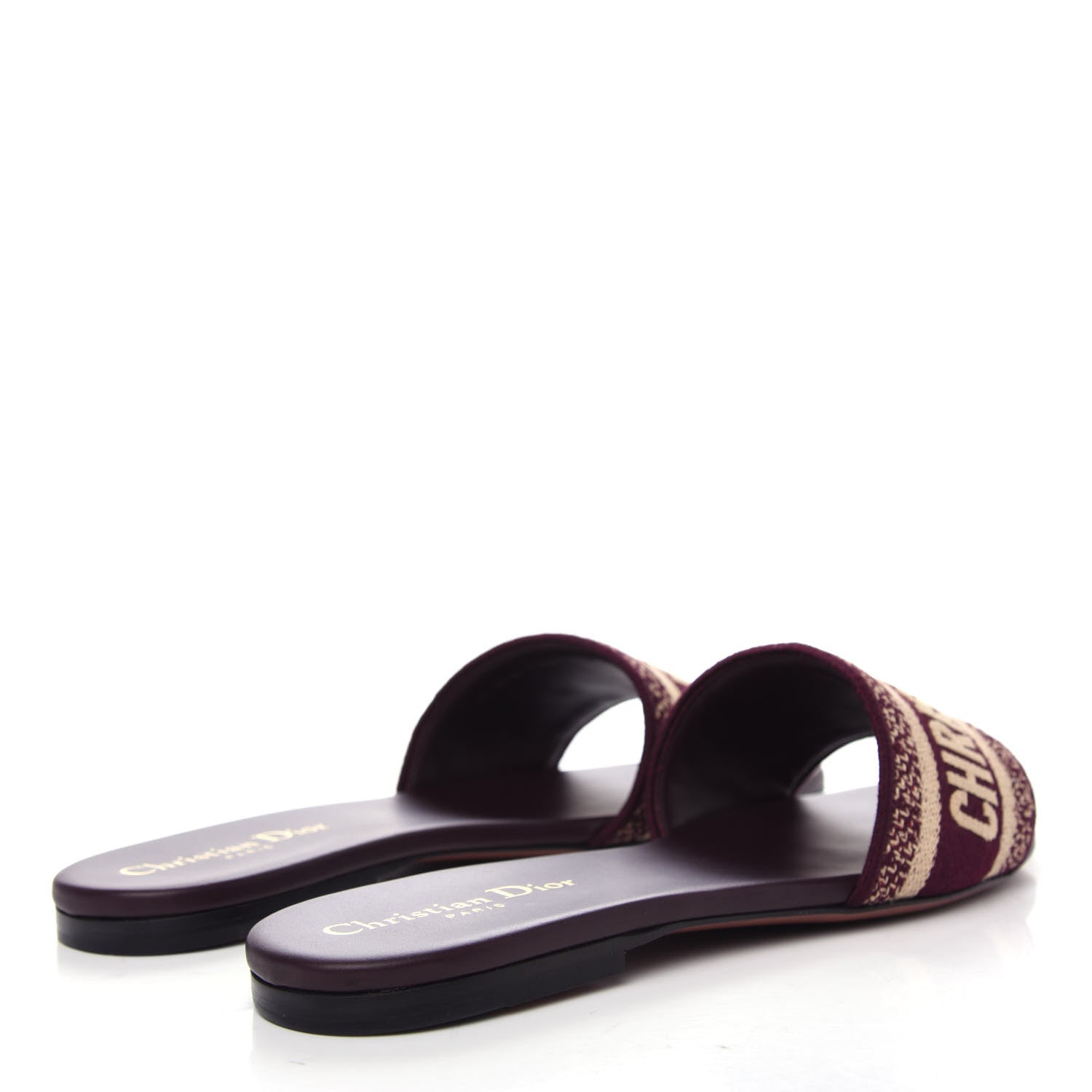 Christian Dior Canvas Embroidered Dway Mules Slide Sandals 38.5 Burgundy 4 of 11