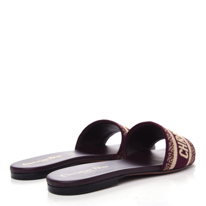 Christian Dior Canvas Embroidered Dway Mules Slide Sandals 38.5 Burgundy 4 of 11