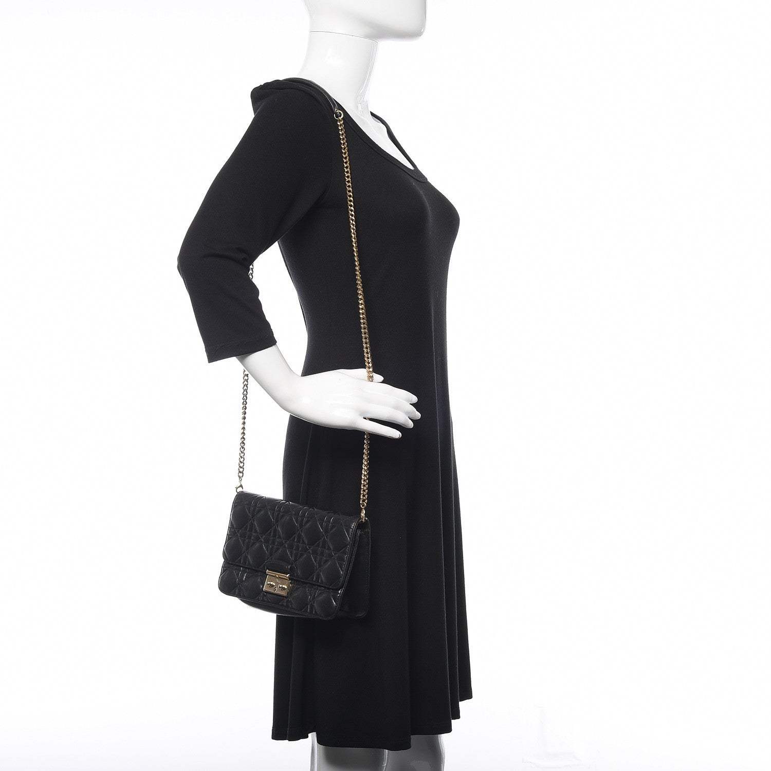 Christian Dior Lambskin Cannage Miss Dior Promenade Pouch Black 2 of 12