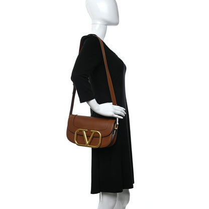 Valentino Garavani Smooth Calfskin Supervee Shoulder Bag Saddle Brown 2 of 13