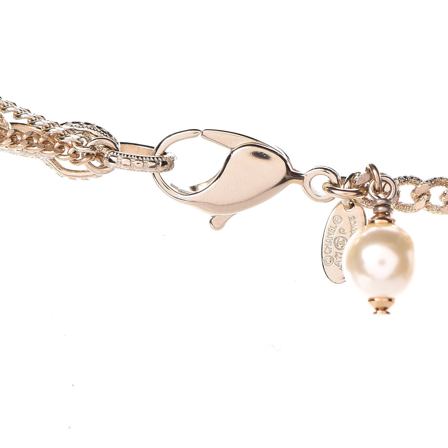 Chanel Pearl Beaded CC Necklace Gold Purple 5 of 6
