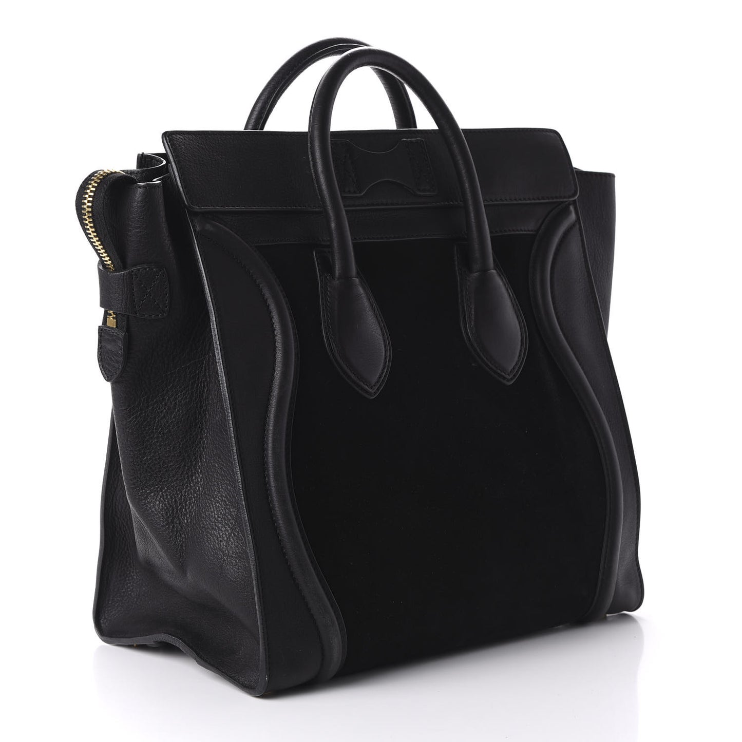 Smooth Calfskin Suede Mini Luggage Black
